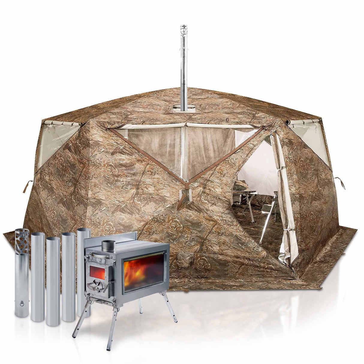 RBM Outdoors Hexagon – Double-Layer Hot Tent for 2–9 People