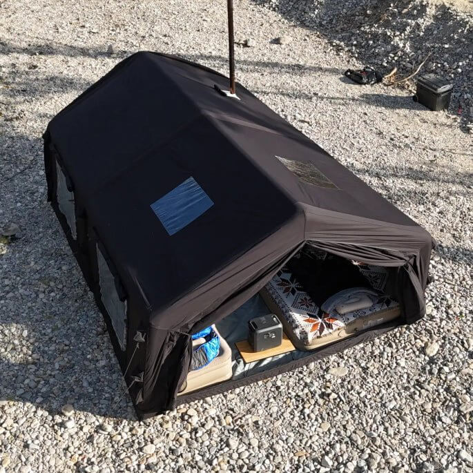 RBM Outdoors Coody 17.2 (Koala 7) Black + Stove Caminus M – Inflatable Tent with Stove