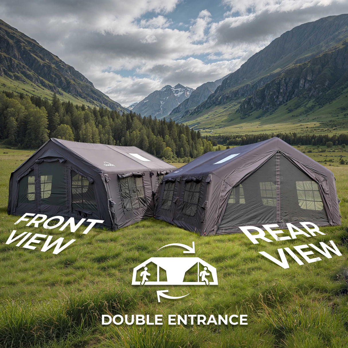 RBM Outdoors Coody 17.2 (Koala 7) Black + Stove Caminus M – Inflatable Tent with Stove