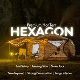 RBM Outdoors Hexagon – Double-Layer Hot Tent for 2–9 People