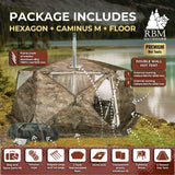 RBM Outdoors All-Seasons Tent Hexagon for 2–9 Person + Wood Stove Caminus M + Three-Layer Floor