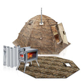 RBM Outdoors All-Seasons Tent UP-5 for 2–6 Person + Wood Stove Caminus M + Three-Layer Floor