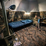 RBM Outdoors All-Seasons Tent UP-5 for 2–6 Person + Wood Stove Caminus M + Three-Layer Floor