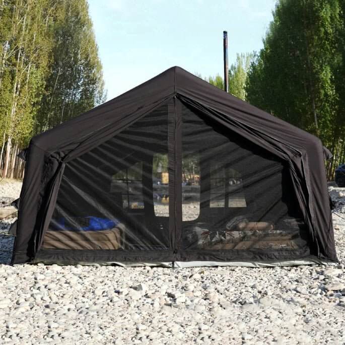 RBM Outdoors Coody 17.2 (Koala 7) Black + Stove Caminus M – Inflatable Tent with Stove