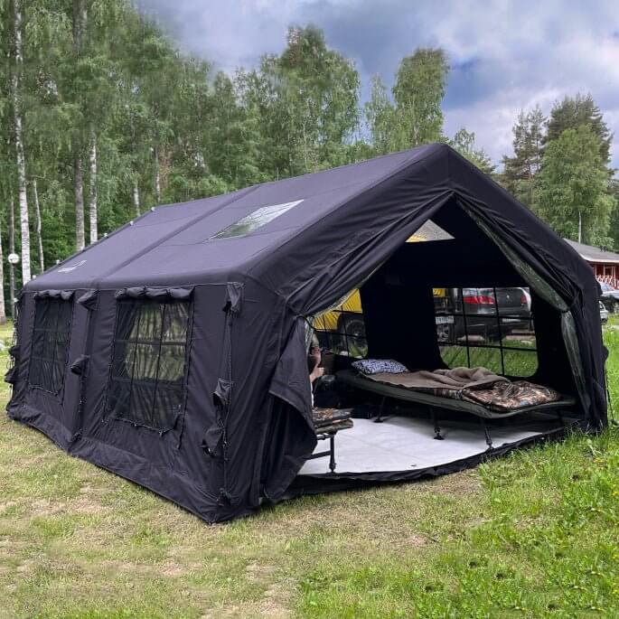 RBM Outdoors Coody 17.2 (Koala 7) Black + Stove Caminus M – Inflatable Tent with Stove