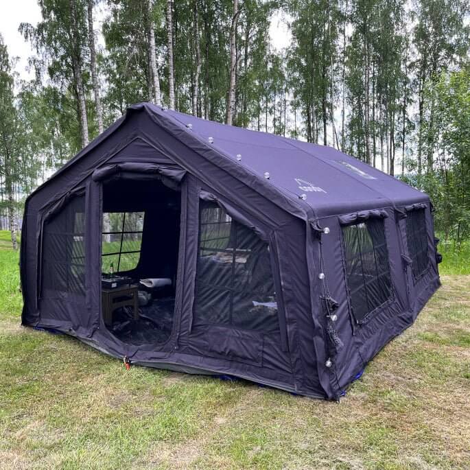 RBM Outdoors Coody 17.2 (Koala 7) Black + Stove Caminus M – Inflatable Tent with Stove