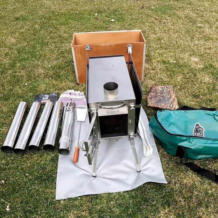 RBM Outdoors Coody 17.2 (Koala 7) Forest Green + Stove Caminus M – Inflatable Tent with Stove